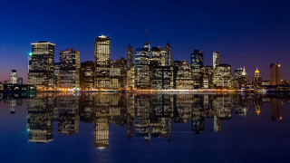 City skyline night reflection architecture 2 - a reflection free wallpaper