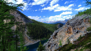 Mountain lake trees clouds sky 2 - carl critchlow free wallpaper for desktop