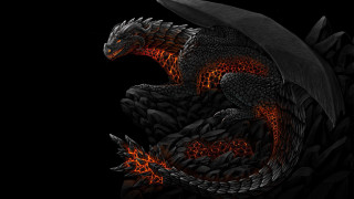 Black dragon red flames fantasy - red flame free wallpaper
