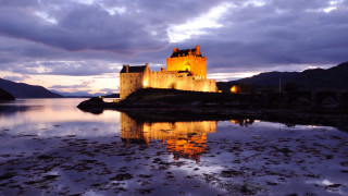 Castle lake reflection sunset arts - dugald sutherland maccoll free wallpaper