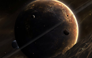 Planet ring star background aurora 2 - a planet free wallpaper