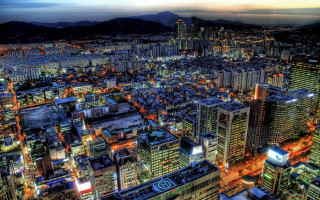 City night lights mountains urban - free city wallpaper