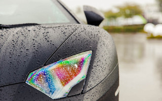 Rainbow sticker car wet photorealism - side of its free wallpaper
