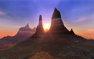 Mountain range sunset distant object - a distant object in the foreground free wallpaper