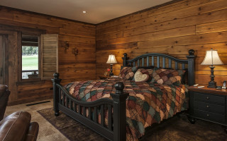 Bed wooden wall chair lamp - the side of the bed free wallpaper