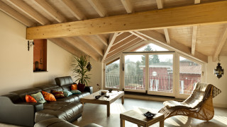 Living room couch window open - open ceiling free wallpaper