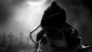 Grim sitter skull cemetery moon - grim free wallpaper