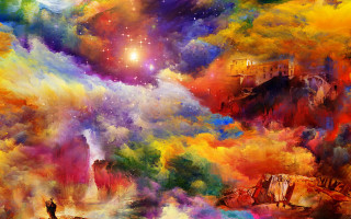 Cliff man mystical sky fire - a star above free wallpaper