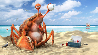Giant crab beach cooler fruit - a sandy beach next free wallpaper