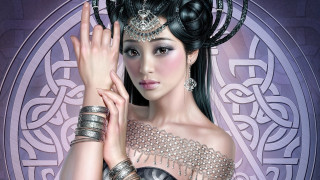 Gothic woman tiara ring bracelet - her wrist free wallpaper