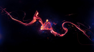 Red pink swirl blue background - the left side of the image free wallpaper