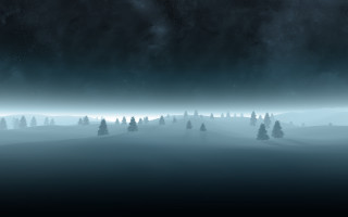 Foggy night trees star aurora - a foggy night free wallpaper