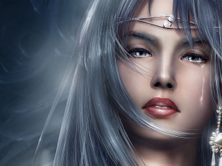 Silver hair earrings chain diamond - digital painting free wallpaper for desktop