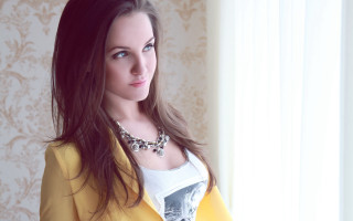 Woman yellow jacket wallpaper window - a yellow jacket free wallpaper