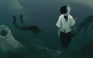 Woman water hands pockets man - a white shirt and tie free wallpaper