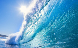 Large wave breaking sunshine blue 2 - a large wave free wallpaper