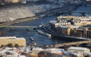 River bridge city snow tiltshift - anka zhuravleva free wallpaper for desktop