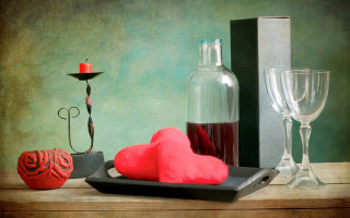 Romantic still life candle wine - a candle free wallpaper