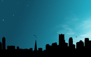 City skyline bird night stars - altichiero free wallpaper
