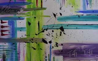 Abstract colorful lines bird blood - a black bird free wallpaper