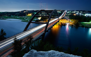 Bridge river longexposure citylights night - long exposure free wallpaper