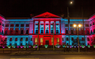 Building cityscape urban lights library - modular free wallpaper for desktop