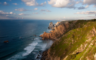 Cliff ocean boat sky landscape - almada negreiro free wallpaper