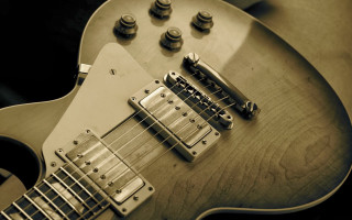 Guitar wooden body black white - grunge free wallpaper