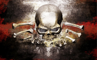 Skull crossbones grungy background red - a red border free wallpaper for desktop