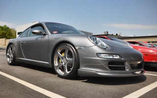 Silver sports car parking lot 12 - other car free wallpaper