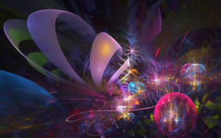 Bubbles lights dark sky colorful - a colorful pattern free wallpaper