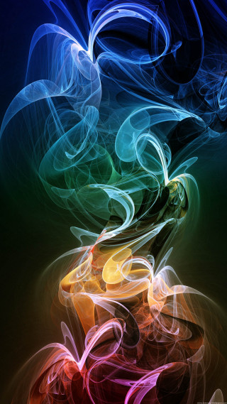 Colorful smoke swirls dark background - mist free wallpaper for mobile