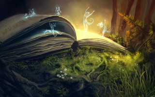 Storybook cat light outdoors fantasy - page free wallpaper