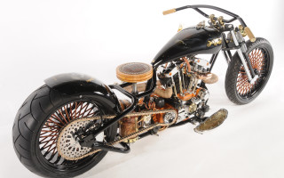 Steampunk motorcycle wooden seat sidecar - steampunk free wallpaper