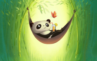 Panda hammock beer butterfly tranquil - a beer free wallpaper