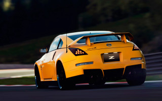Yellow sports car night race - the hood and the hood free wallpaper