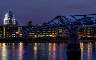 Bridge river cityscape night lights 2 - a bridge over a river free wallpaper
