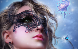 Woman butterfly face fantasy airbrush - a butterfly free wallpaper for desktop