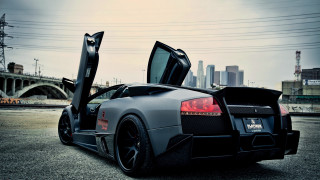Black sports car open doors 2 - its door free wallpaper