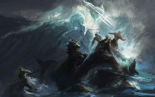 Fantasy boat group wave weapon - anato finnstark free wallpaper