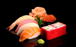 Black background sushi rose red - lostfish free wallpaper