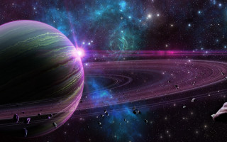Space planet star shuttle matte - a planet and a star in the background free wallpaper