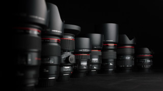 Camera lenses row black background 3 - new objectivity free wallpaper