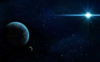 Blue planet bright star horizon - a blue planet free wallpaper