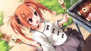 Girl orange hair cooking grill - food free wallpaper
