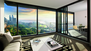 Living room city ocean view - unreal engine free wallpaper for desktop