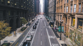 City street cars people bridge - a few car free wallpaper