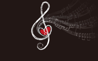 Musical note heart background red - musical free wallpaper
