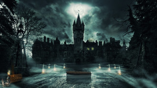 Castle forest night moon gothic - a castle free wallpaper
