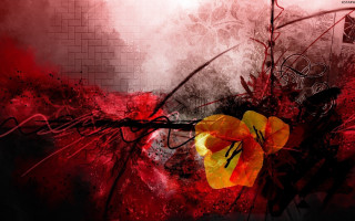 Flower red brickwall abstract blood - abstract brush stroke free wallpaper